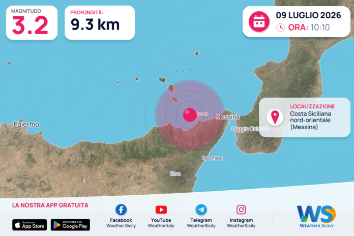 Scossa di terremoto magnitudo 3.2 nei pressi di Costa Siciliana nord-orientale (Messina)