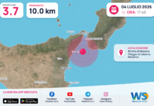 Scossa di terremoto magnitudo 3.7 nei pressi di Stretto di Messina (Reggio di Calabria, Messina)