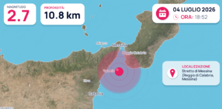 Scossa di terremoto magnitudo 2.7 nei pressi di Stretto di Messina (Reggio di Calabria, Messina)