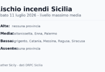 Sicilia: bollettino rischio incendi per sabato 11 luglio 2026 Sicilia: bollettino rischio incendi per sabato 11 luglio 2026