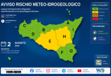 Meteo Sicilia: bollettino di allerta meteo per domani, domenica 02 agosto 2026 Mappa allerta meteo Sicilia per domenica 02 agosto 2026: allerta gialla per rischio idrogeologico e rischio temporali