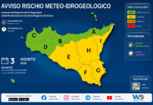 Meteo Sicilia: bollettino di allerta meteo per domani, lunedì 03 agosto 2026 Mappa allerta meteo Sicilia per lunedì 03 agosto 2026: allerta gialla per rischio idrogeologico e rischio temporali