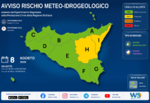 Meteo Sicilia: bollettino di allerta meteo per domani, sabato 08 agosto 2026 Mappa allerta meteo Sicilia per sabato 08 agosto 2026: allerta gialla per rischio idrogeologico e rischio temporali