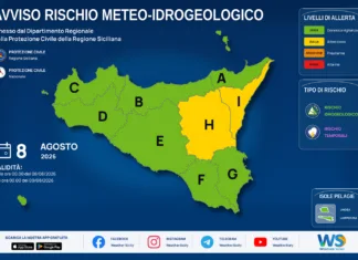 Meteo Sicilia: bollettino di allerta meteo per domani, sabato 08 agosto 2026 Mappa allerta meteo Sicilia per sabato 08 agosto 2026: allerta gialla per rischio idrogeologico e rischio temporali
