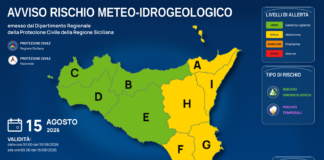 Meteo Sicilia: bollettino di allerta meteo per domani, sabato 15 agosto 2026 Mappa allerta meteo Sicilia per sabato 15 agosto 2026: allerta gialla per rischio idrogeologico e rischio temporali