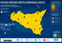 Meteo Sicilia: bollettino di allerta meteo per domani, martedì 18 agosto 2026 Mappa allerta meteo Sicilia per martedì 18 agosto 2026: allerta gialla per rischio idrogeologico e rischio temporali