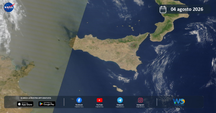 Meteo Sicilia: immagine satellitare NASA di martedì 4 agosto 2026