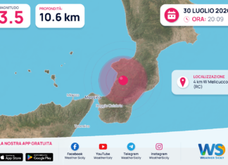 Scossa di terremoto magnitudo 3.4 nei pressi di Melicucco (RC)