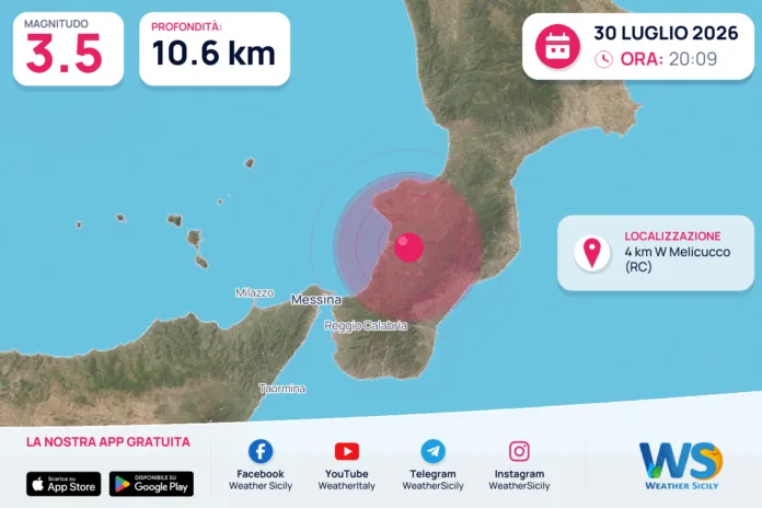 Scossa di terremoto magnitudo 3.4 nei pressi di Melicucco (RC)