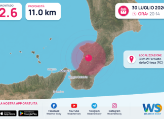 Scossa di terremoto magnitudo 2.6 nei pressi di Feroleto della Chiesa (RC)