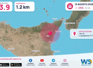 Scossa di terremoto magnitudo 3.9 nei pressi di Linguaglossa (CT)