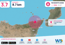 Terremoto M3,7 – 1 km NW Oliveri (ME) – dati INGV