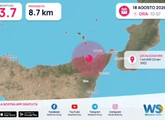 Terremoto M3,7 – 1 km NW Oliveri (ME) – dati INGV