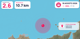 Terremoto M2,6 – Isole Eolie (Messina) – dati INGV