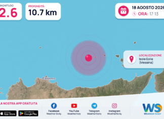 Terremoto M2,6 – Isole Eolie (Messina) – dati INGV