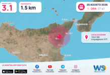 Terremoto M3,1 – 10 km SW Linguaglossa (CT) – dati INGV