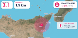 Terremoto M3,1 – 10 km SW Linguaglossa (CT) – dati INGV