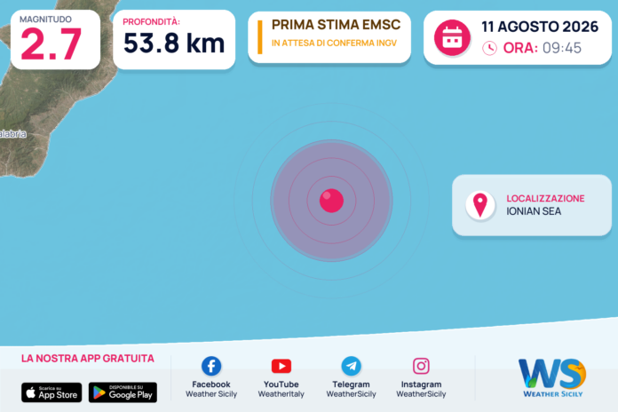 Preanalisi EMSC: terremoto M2.7 - IONIAN SEA