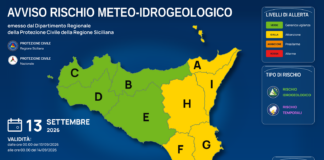Meteo Sicilia: bollettino di allerta meteo per domani, domenica 13 settembre 2026 Mappa allerta meteo Sicilia per domenica 13 settembre 2026: allerta gialla per rischio idrogeologico e rischio temporali