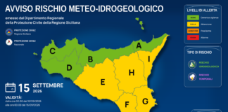 Meteo Sicilia: bollettino di allerta meteo per domani, martedì 15 settembre 2026 Mappa allerta meteo Sicilia per martedì 15 settembre 2026: allerta gialla per rischio idrogeologico e rischio temporali