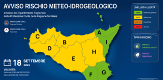 Meteo Sicilia: bollettino di allerta meteo per domani, venerdì 18 settembre 2026 Mappa allerta meteo Sicilia per venerdì 18 settembre 2026: allerta gialla per rischio idrogeologico e rischio temporali