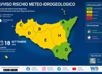 Meteo Sicilia: bollettino di allerta meteo per domani, venerdì 18 settembre 2026 Mappa allerta meteo Sicilia per venerdì 18 settembre 2026: allerta gialla per rischio idrogeologico e rischio temporali