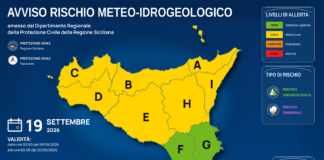 Meteo Sicilia: bollettino di allerta meteo per domani, sabato 19 settembre 2026 Mappa allerta meteo Sicilia per sabato 19 settembre 2026: allerta gialla per rischio idrogeologico e rischio temporali