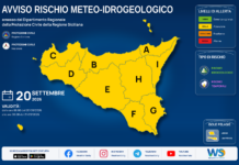 Meteo Sicilia: bollettino di allerta meteo per domani, domenica 20 settembre 2026 Mappa allerta meteo Sicilia per domenica 20 settembre 2026: allerta gialla per rischio idrogeologico e rischio temporali