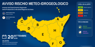 Meteo Sicilia: bollettino di allerta meteo per domani, domenica 20 settembre 2026 Mappa allerta meteo Sicilia per domenica 20 settembre 2026: allerta gialla per rischio idrogeologico e rischio temporali