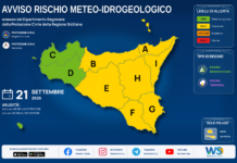 Meteo Sicilia: bollettino di allerta meteo per domani, lunedì 21 settembre 2026 Mappa allerta meteo Sicilia per lunedì 21 settembre 2026: allerta gialla per rischio idrogeologico e rischio temporali