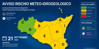 Meteo Sicilia: bollettino di allerta meteo per domani, lunedì 21 settembre 2026 Mappa allerta meteo Sicilia per lunedì 21 settembre 2026: allerta gialla per rischio idrogeologico e rischio temporali