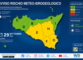 Meteo Sicilia: bollettino di allerta meteo per domani, martedì 29 settembre 2026 Mappa allerta meteo Sicilia per martedì 29 settembre 2026: allerta gialla per rischio idrogeologico e rischio temporali