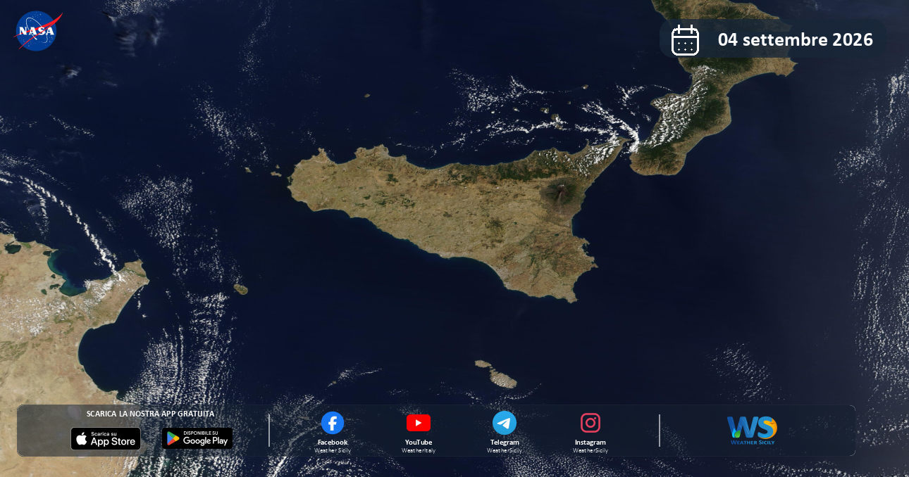 Meteo Sicilia: immagine satellitare NASA di venerdì 4 settembre 2026