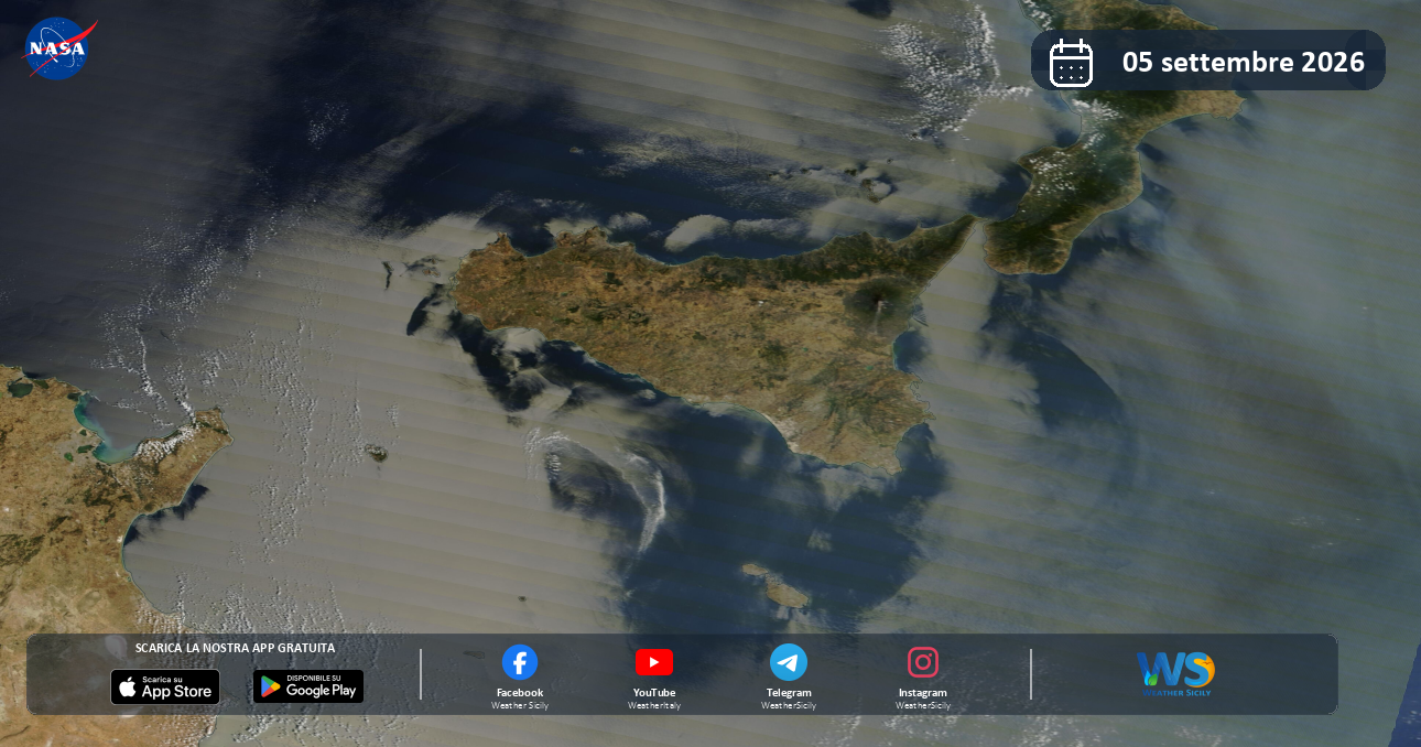 Meteo Sicilia: immagine satellitare NASA di sabato 5 settembre 2026