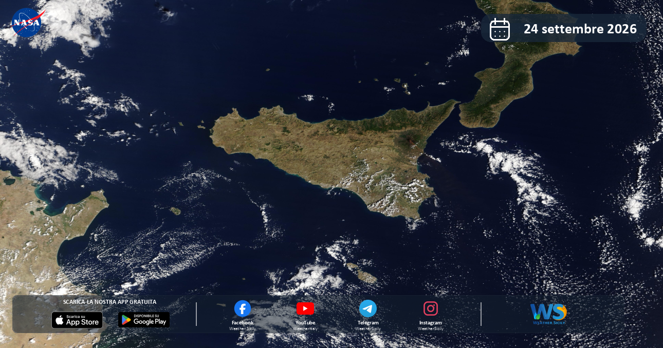 Meteo Sicilia: immagine satellitare NASA di giovedì 24 settembre 2026