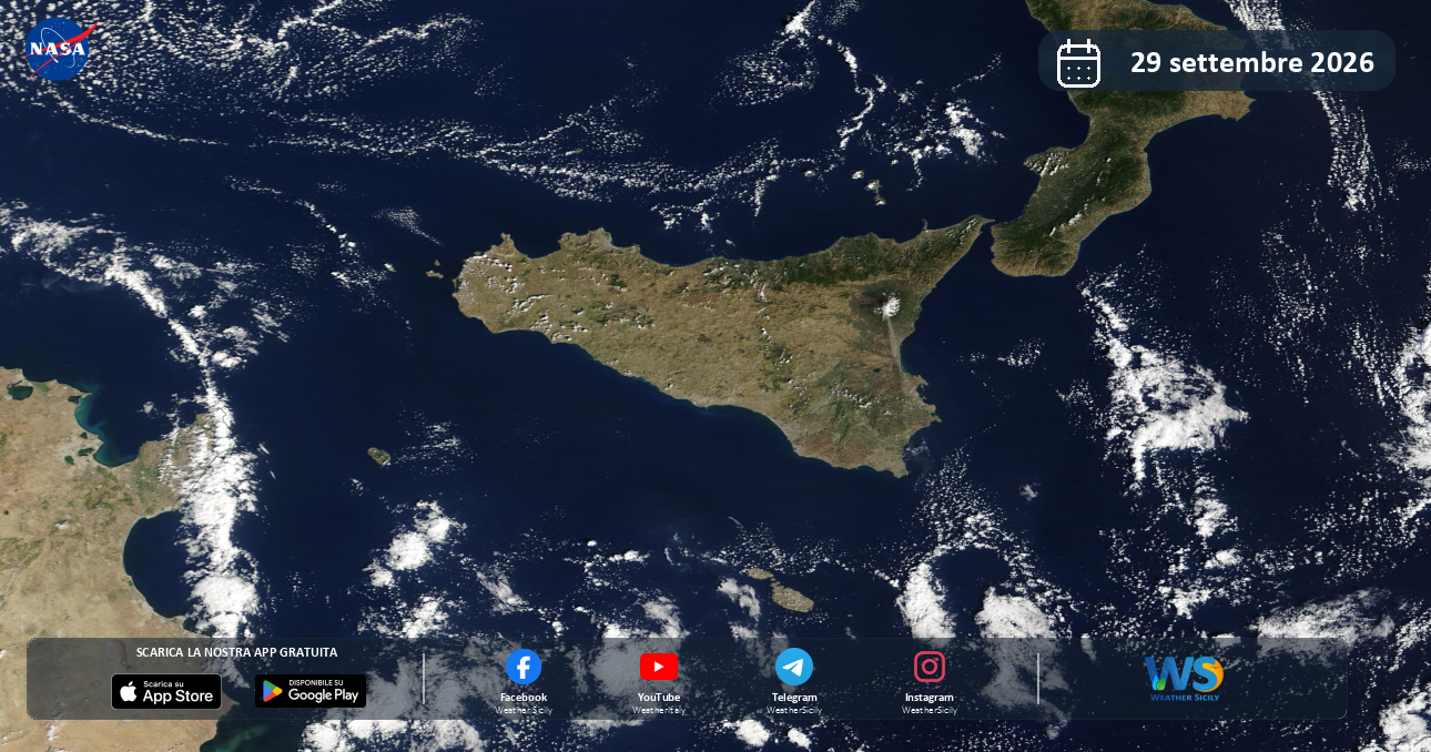 Meteo Sicilia: immagine satellitare NASA di martedì 29 settembre 2026