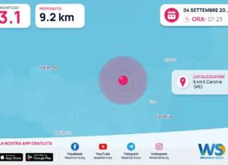 Terremoto M3,1 – 6 km E Caronia (ME) – dati INGV