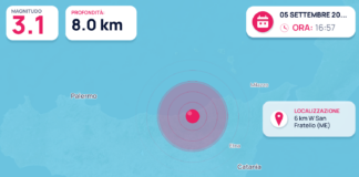 Terremoto M3,1 – 6 km W San Fratello (ME) – dati INGV