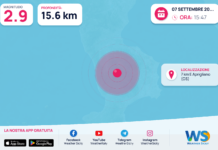 Terremoto M2,9 – 7 km E Aprigliano (CS) – dati INGV