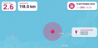 Terremoto M2,6 – Isole Eolie (Messina) – dati INGV
