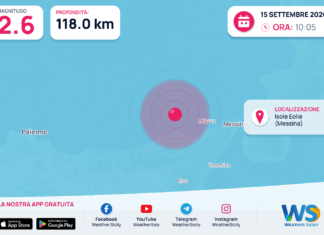 Terremoto M2,6 – Isole Eolie (Messina) – dati INGV