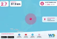 Terremoto M2,7 – 2 km NE Vallefiorita (CZ) – dati INGV