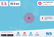 Terremoto M3,5 – 2 km NW Squillace (CZ) – dati INGV
