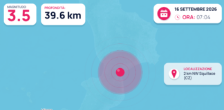 Terremoto M3,5 – 2 km NW Squillace (CZ) – dati INGV