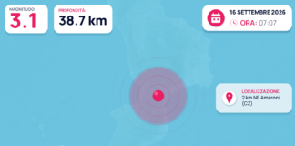 Terremoto M3,1 – 2 km NE Amaroni (CZ) – dati INGV