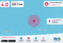 Terremoto M4,0 – Isole Eolie (Messina) – dati INGV