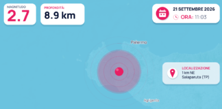 Terremoto M2,7 – 1 km NE Salaparuta (TP) – dati INGV