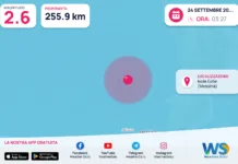 Terremoto M2,6 – Isole Eolie (Messina) – dati INGV