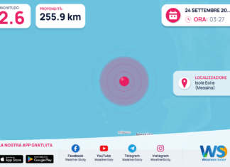 Terremoto M2,6 – Isole Eolie (Messina) – dati INGV
