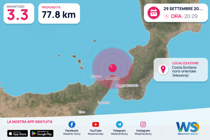Terremoto M3,3 – Costa Siciliana nord-orientale (Messina) – dati INGV